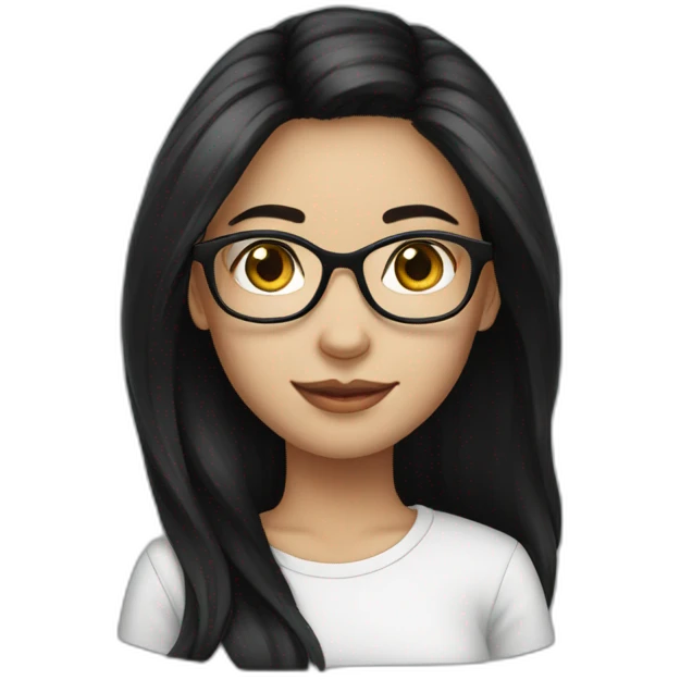 Girl white skin black hair eyeglasses emoji