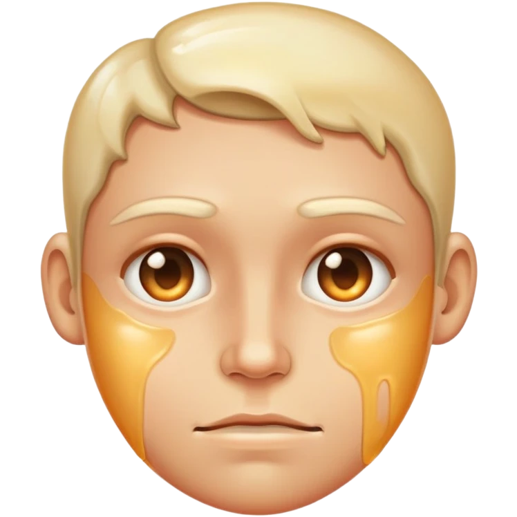 face with excessive oily shiny skin, unhealthy glow, greasy emoji