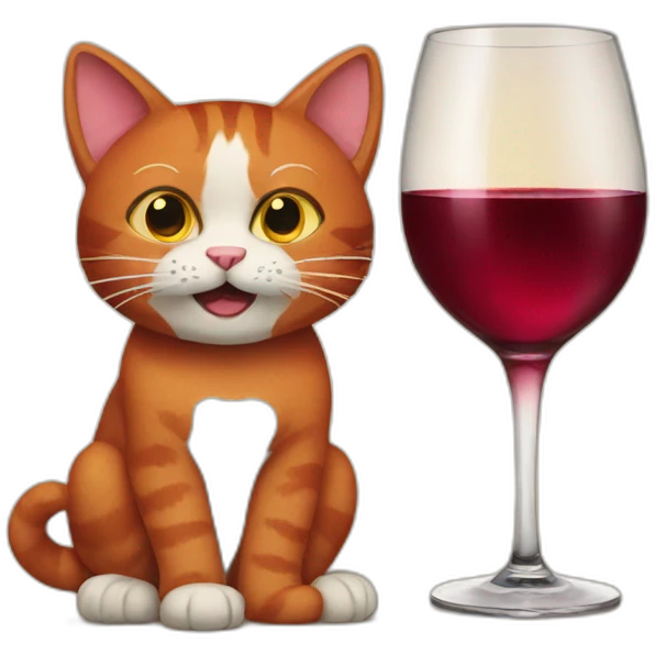 Red cat eith wine emoji