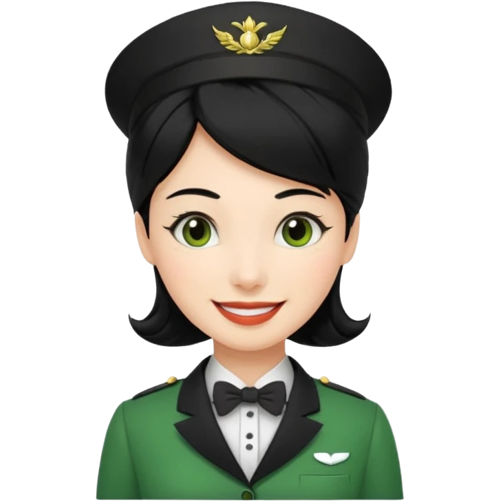 Lady hotel butler with green uniform black hair  emoji