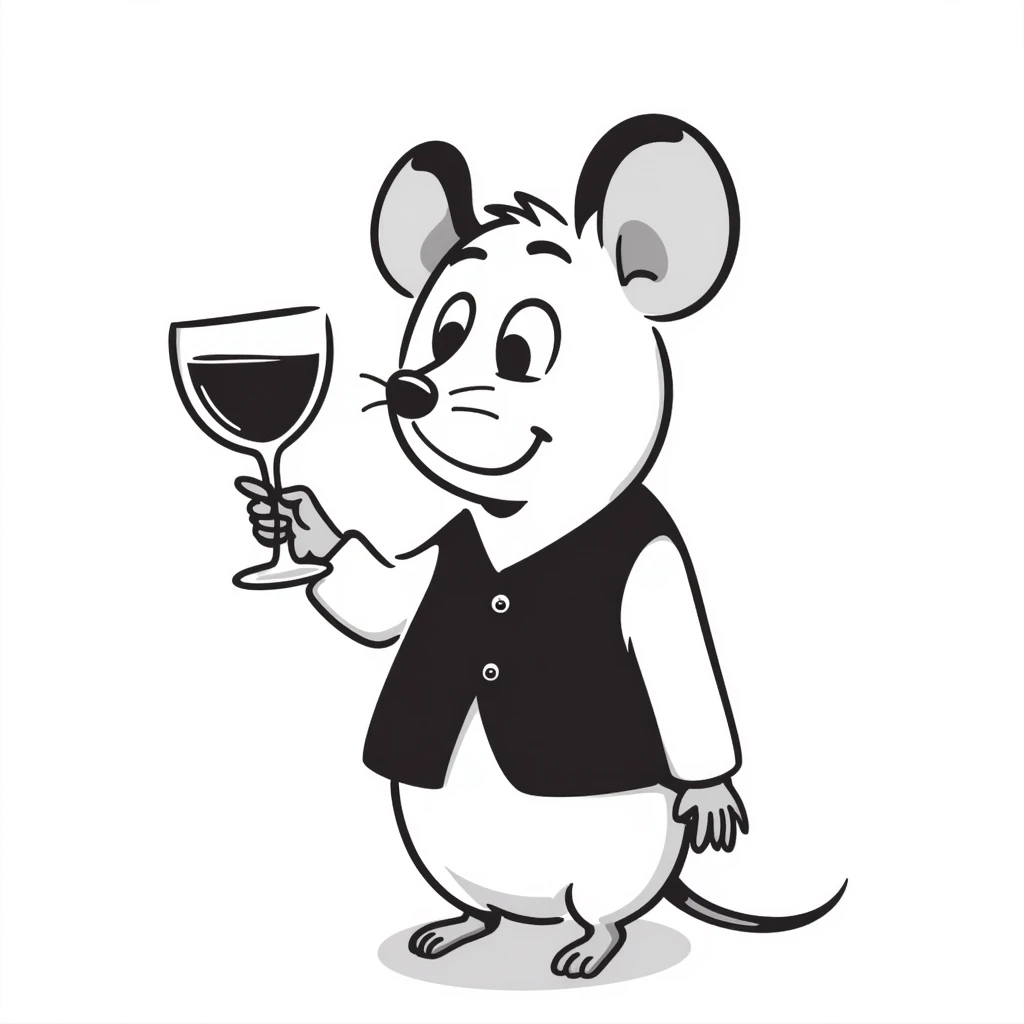 mouse with glass of vine emoji