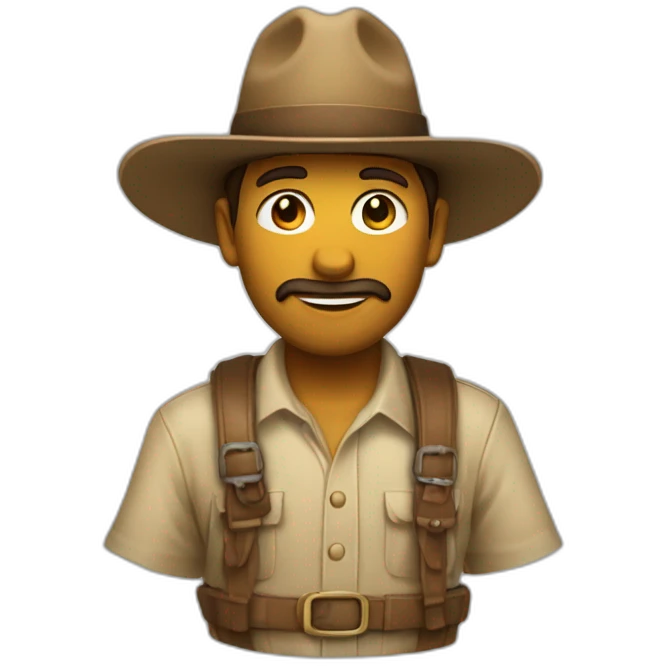 un explortador con sombrero de indiana jhones emoji