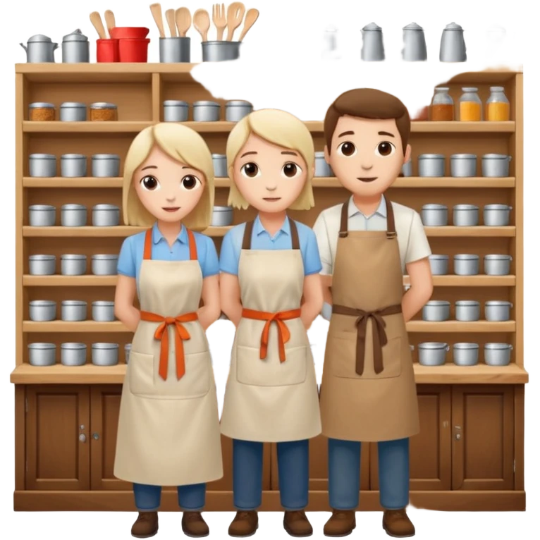 2 grown characters + small shop emoji