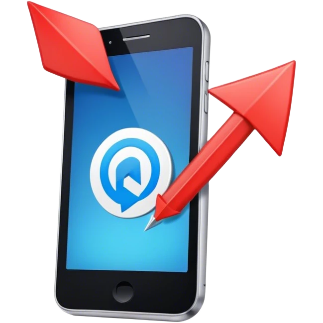 mobile phone and arrow emoji