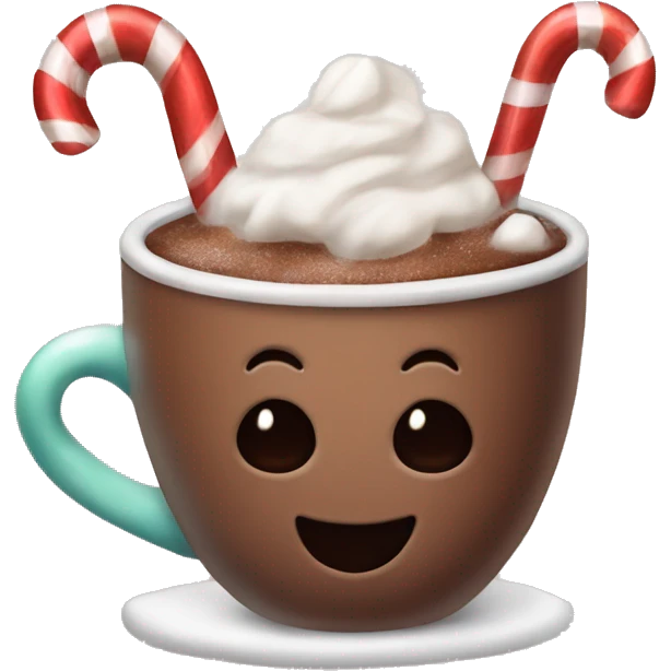 Hot cocoa with candy cane in it emoji