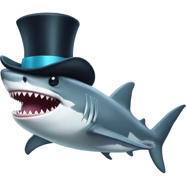 Shark with a top hat emoji