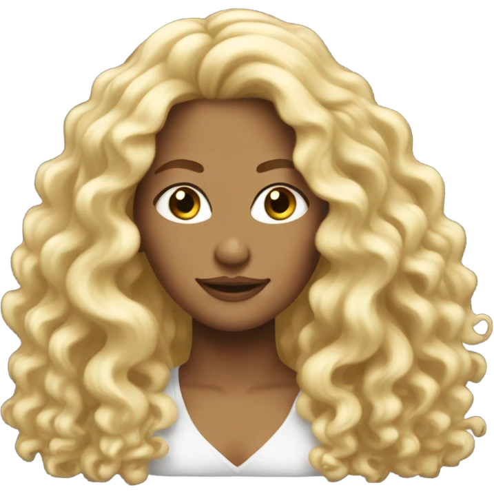 Flamboyant white woman, long blonde hair, curly hair, blonde hair emoji
