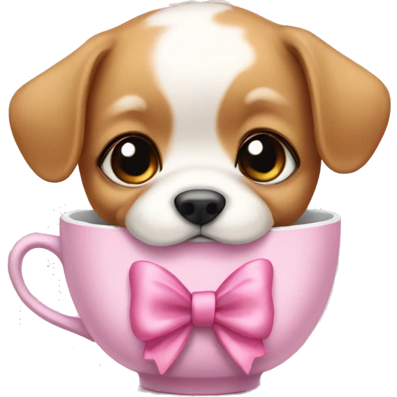 Teacup puppy wearing small pink bow emoji
