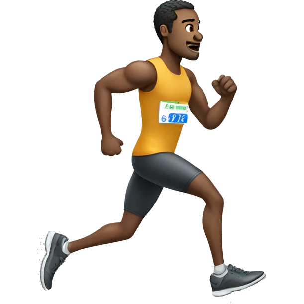 Disabled athlete man running with a metal full leg prosthesis emoji