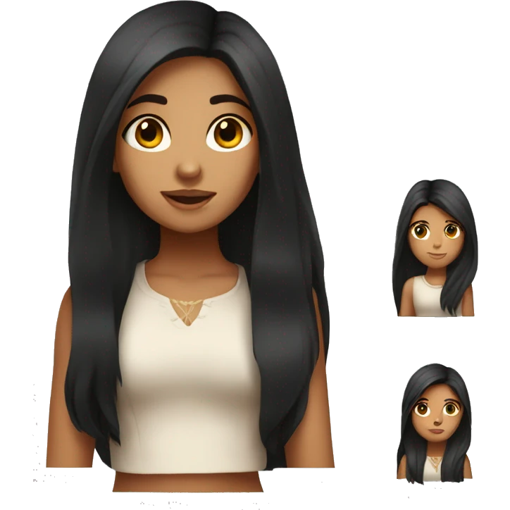 girl with black long hair brown eyes indian emoji