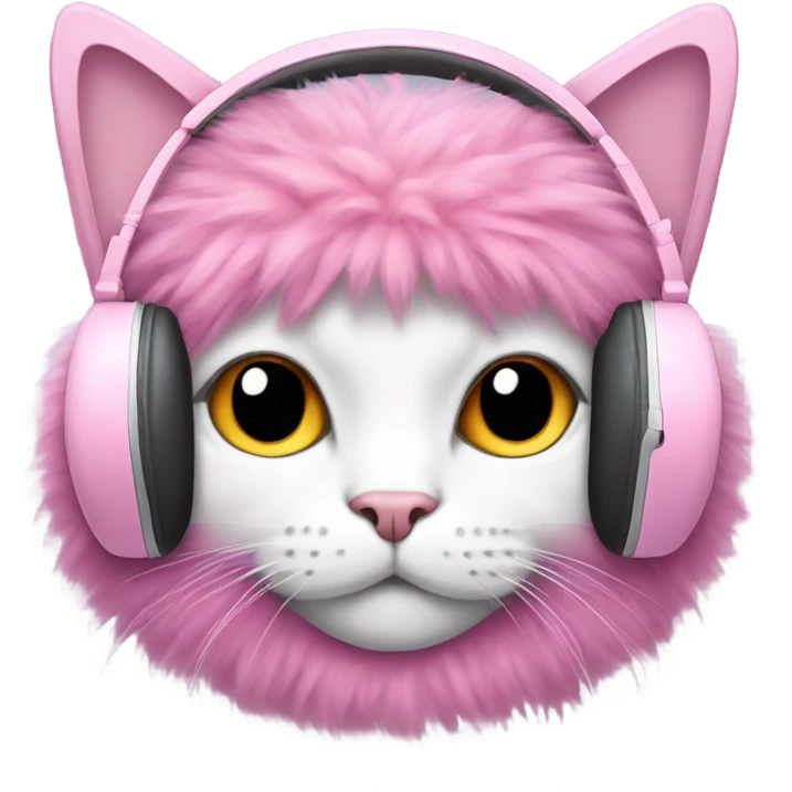 cat wearing pink headphones emoji
