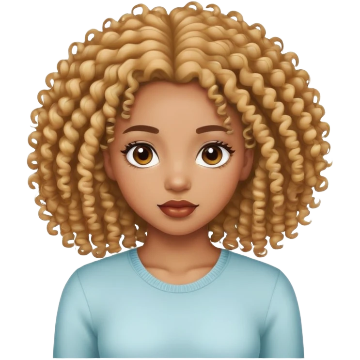 Light skin black girl with curly hair and long lashes emoji