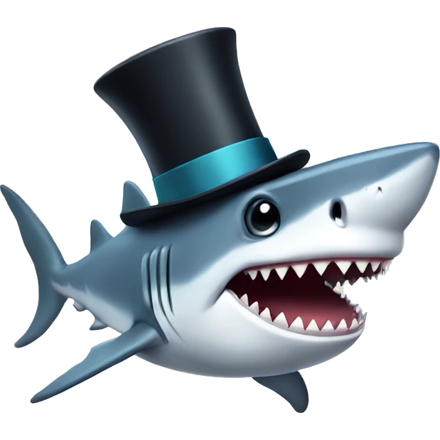 Shark with a top hat emoji