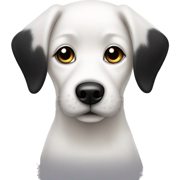 Cute white dog with black ears and black nose emoji