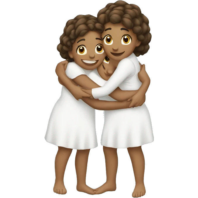 Three sisters hugging white emoji