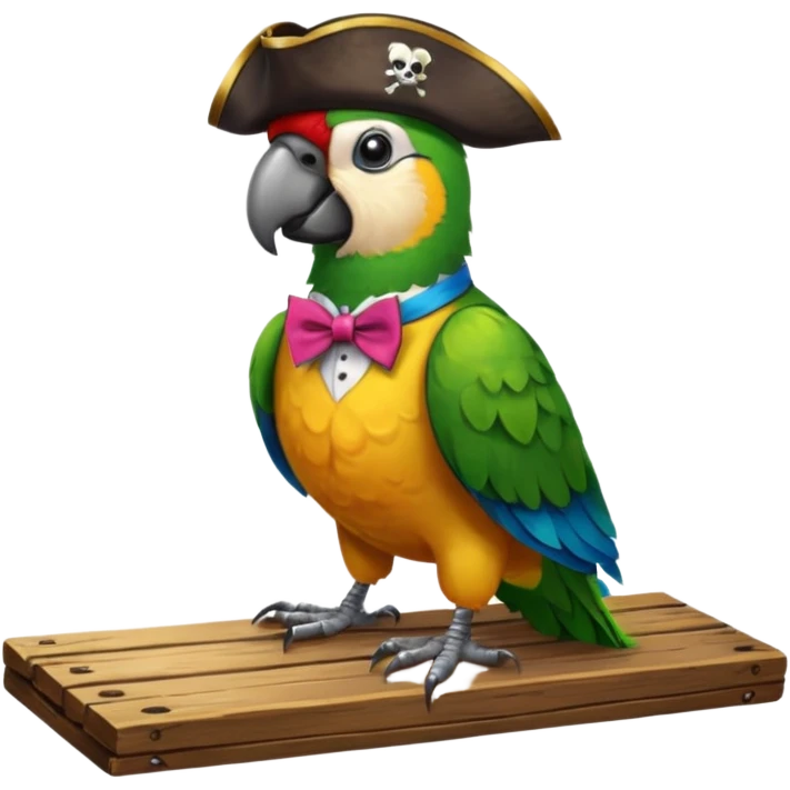 Pirate parrot wearing bow tie emoji