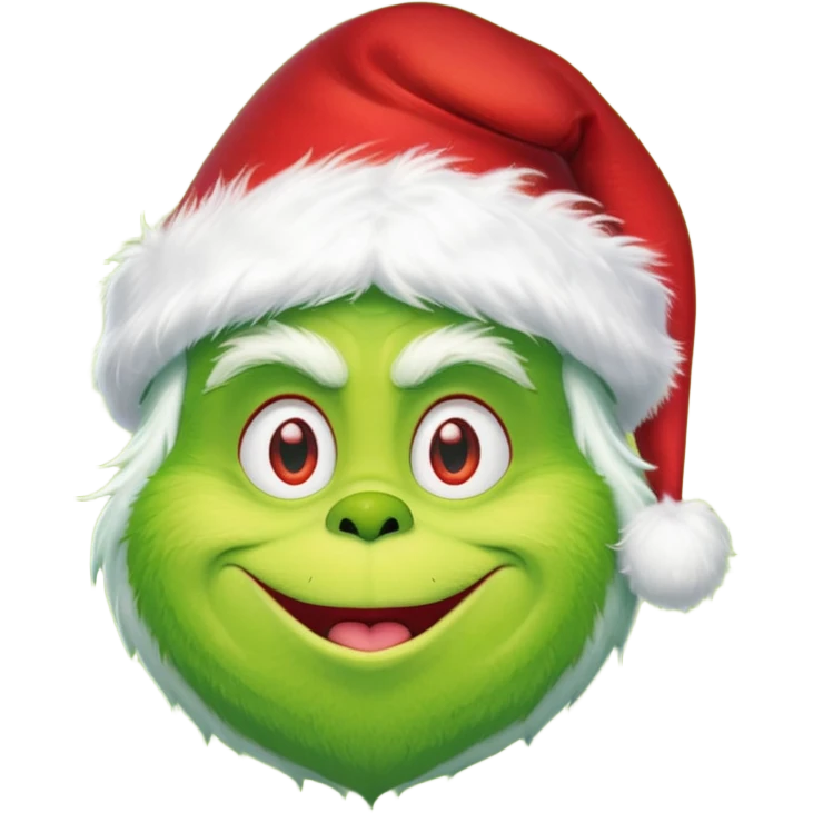 Create an emoji of the grinch from the grinch who stole christmas ith a Santa hat emoji