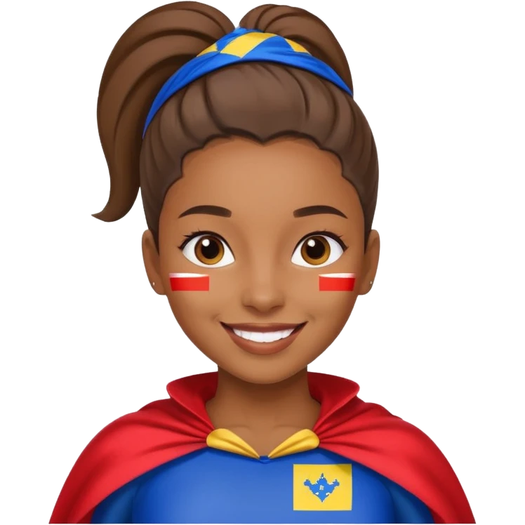 A brown skin girl with a slick ponytail and edges with a Cape Verde flag emoji