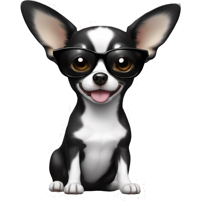 Black and white chihuahua with sunglasses  emoji