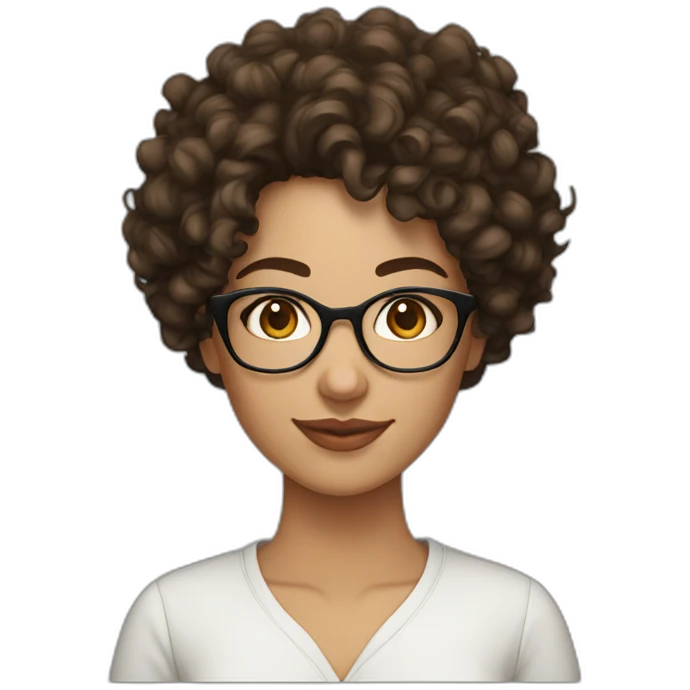 Curly haired middle eastern brunette mid 20s woman with glasses emoji