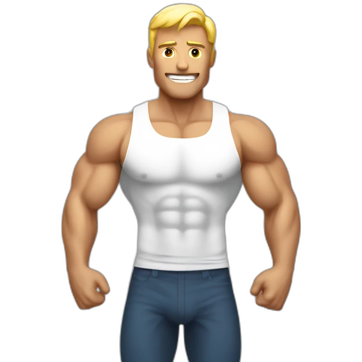 white bold full frontal man body building muscles emoji