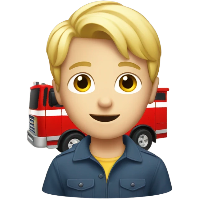 Blonde boy holding a firetruck emoji