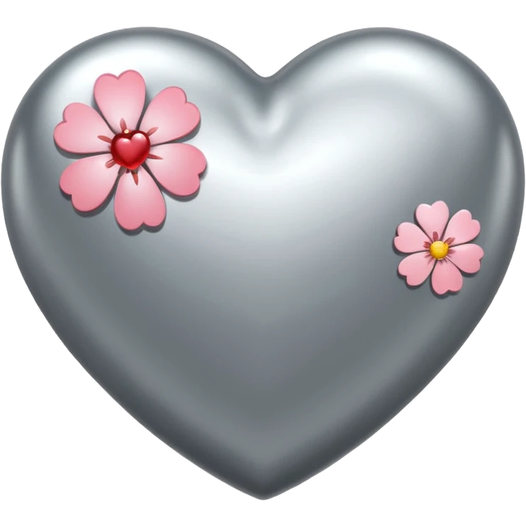 sakura heart with a metallic silver finish emoji