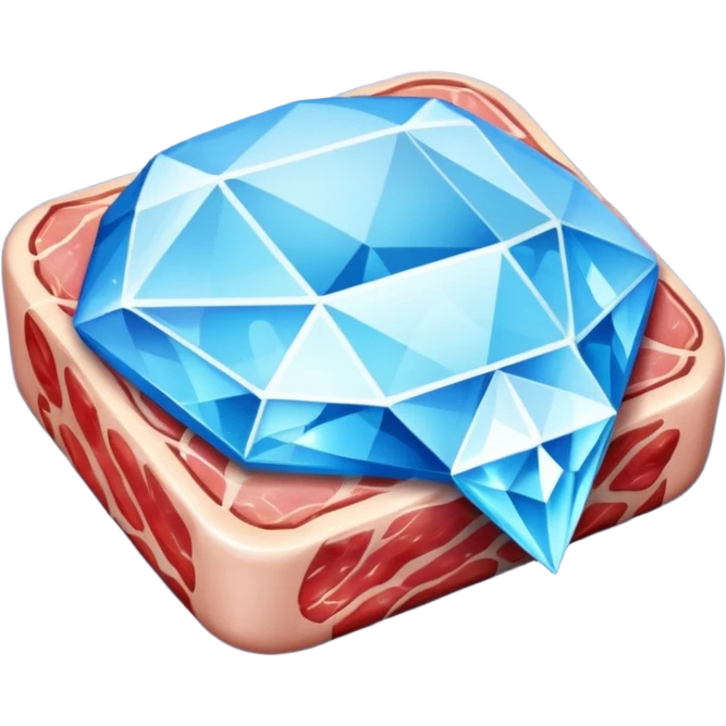 Meat with diamond textur and blue color emoji