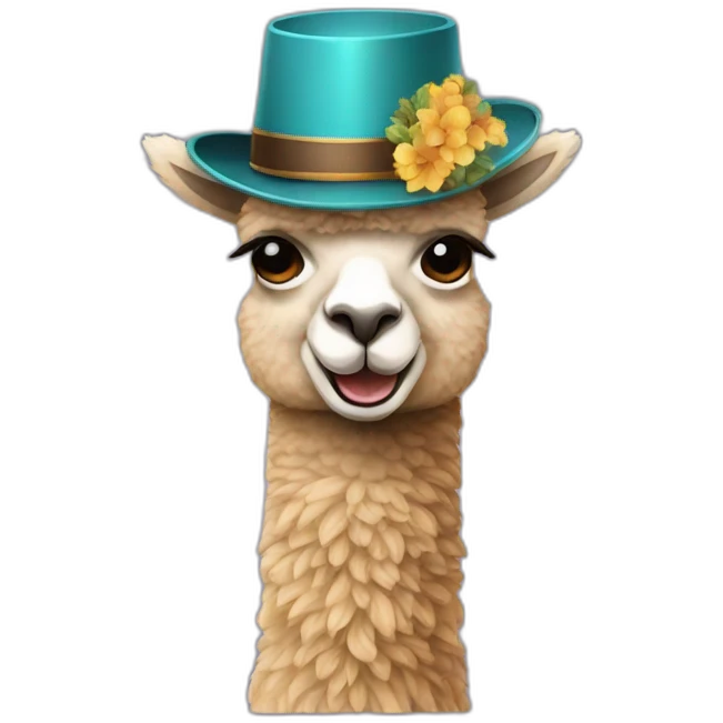 alpaca with a zylinder as hat emoji