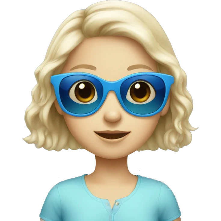 Little white girl with blue sunglasses emoji