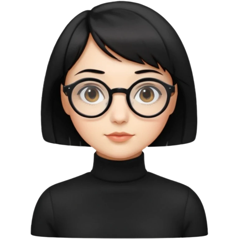 round glasses 검정 목폴라 단발 emoji
