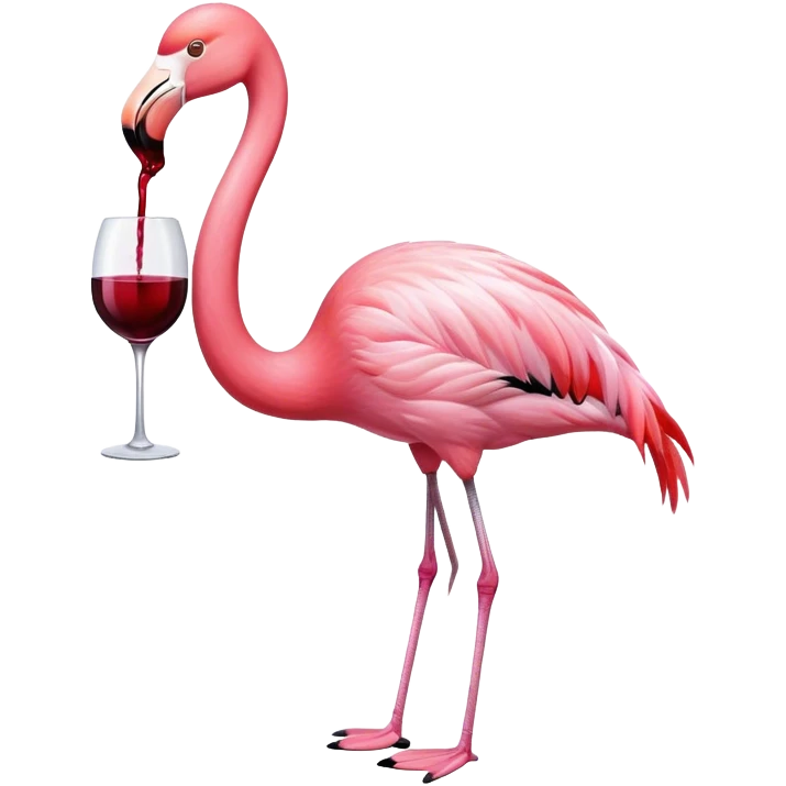 The pink flamingo drinks wine. emoji