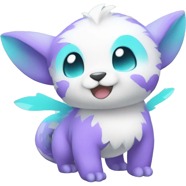 Cute cool purple white cyan animal hybrid Fakemon full body emoji