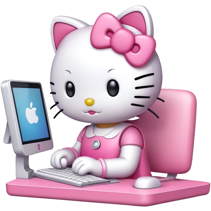 HelloKitty works on a computer emoji