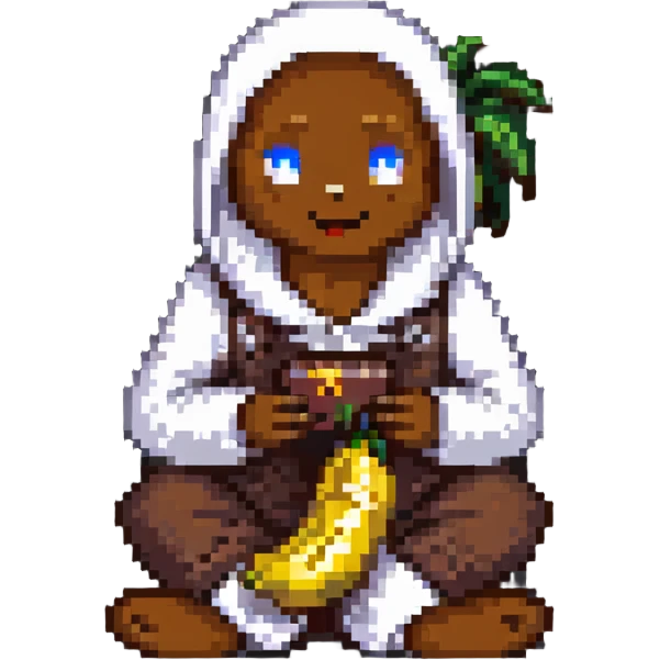 beggar with a chocobanana, sitting on the street emoji