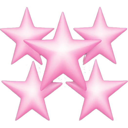 Three small pink , 4-pointed stars grouped together. The stars have a slightly elongated shape, giving them a twinkling effect. They vary in size, with the largest star in the center and two smaller stars on either side.  emoji