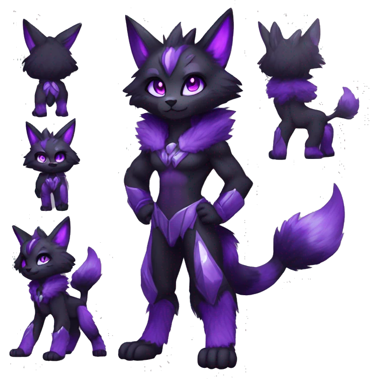 Anthro-Edgy-Cool-Black-Purple-Contrast-Colors-Fantasy-Fur-Sona-Chibi-Shiny-Fakémon-Hybrid full body emoji