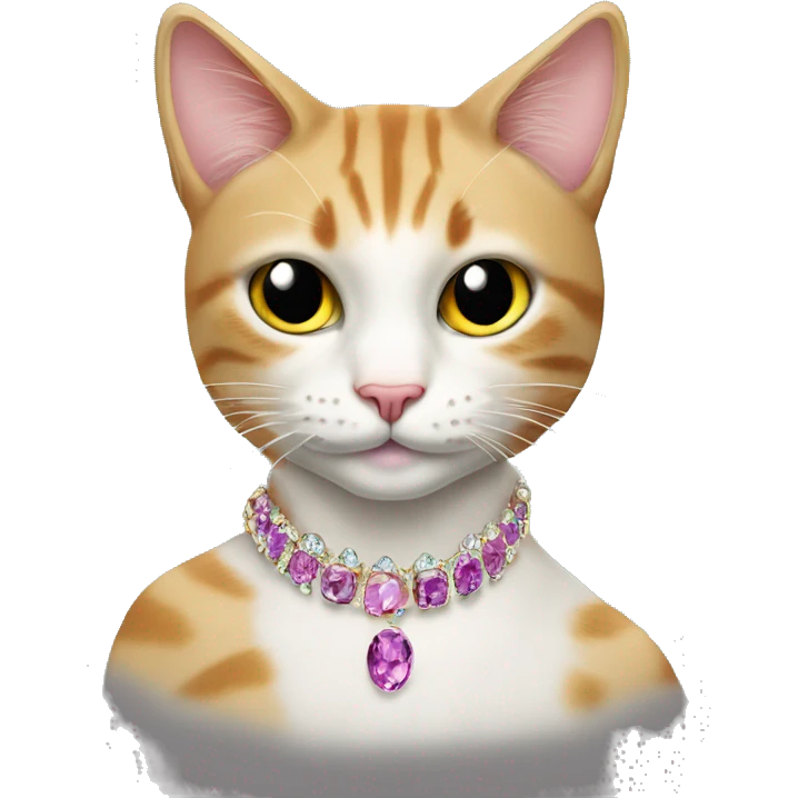 Cat with jewlery and coctail emoji