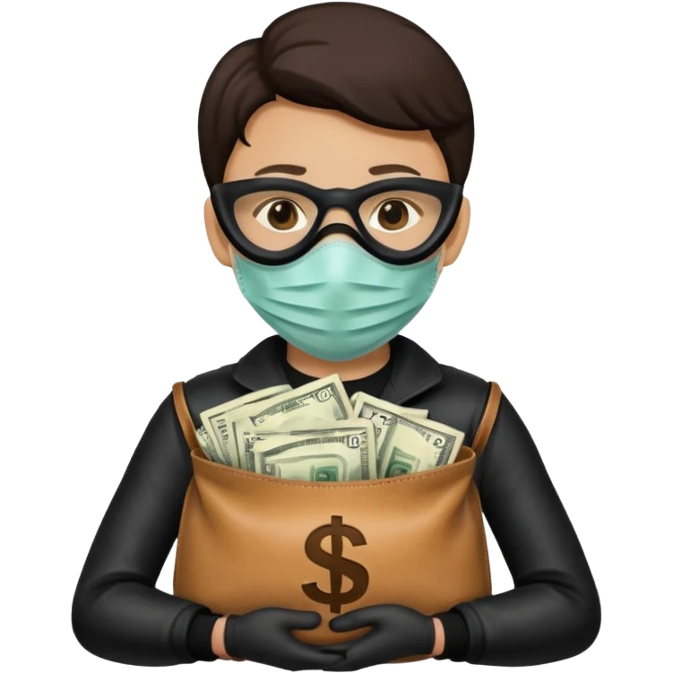 Ladron con una bolsa de dinero al lado suyo emoji
