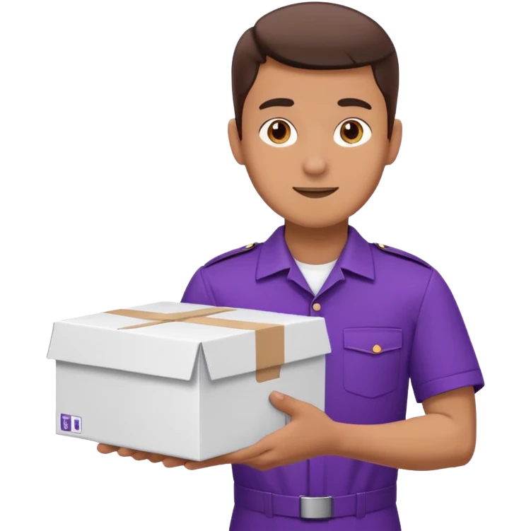 a man in a purple uniform hands out a box emoji