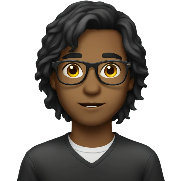 Boy with glasses dark long hair  emoji