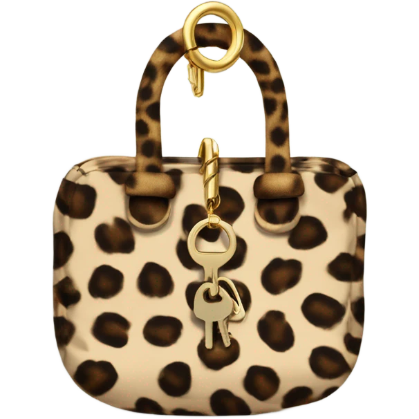 Leopard print bag with cherry key ring emoji