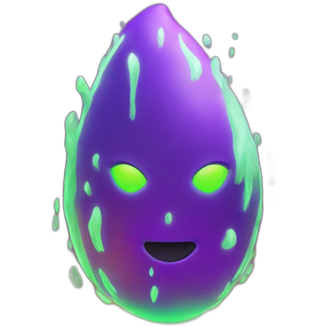 Fire Cyber emoji of a FUTURISTIC HIGHTECH 3D Fire colors Lemon green and purple neon Fire emoji