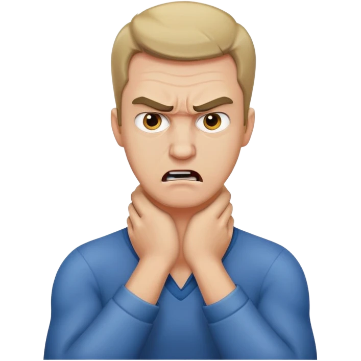 Angry guy holding his neck  emoji