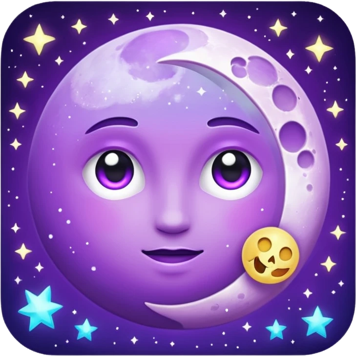 glitter purple and cian moon emoji