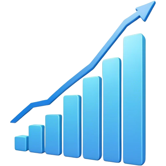 Cinematic realistic 3d growing graph emoji