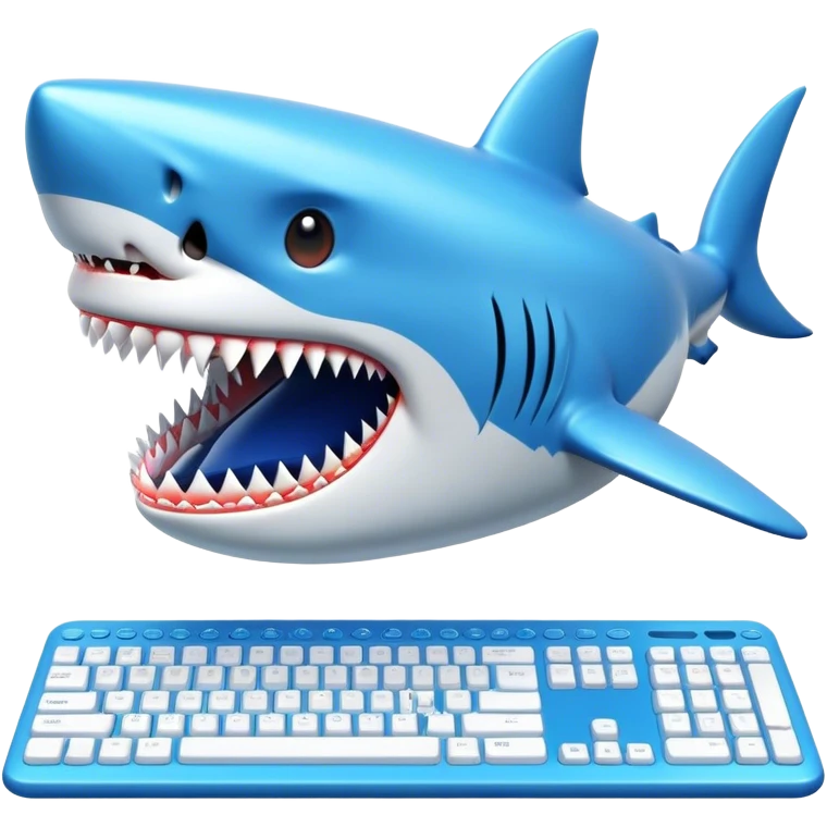Shark with a computer and a keyboard  emoji