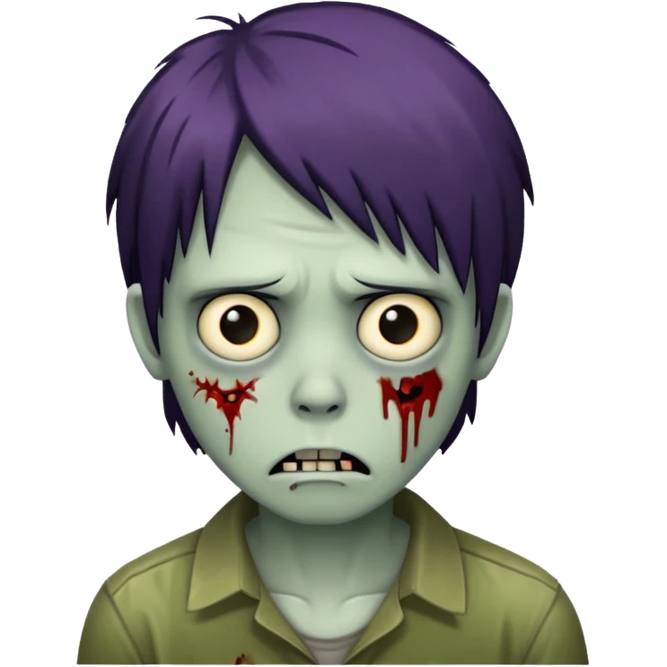 sad zombie with emo hair emoji