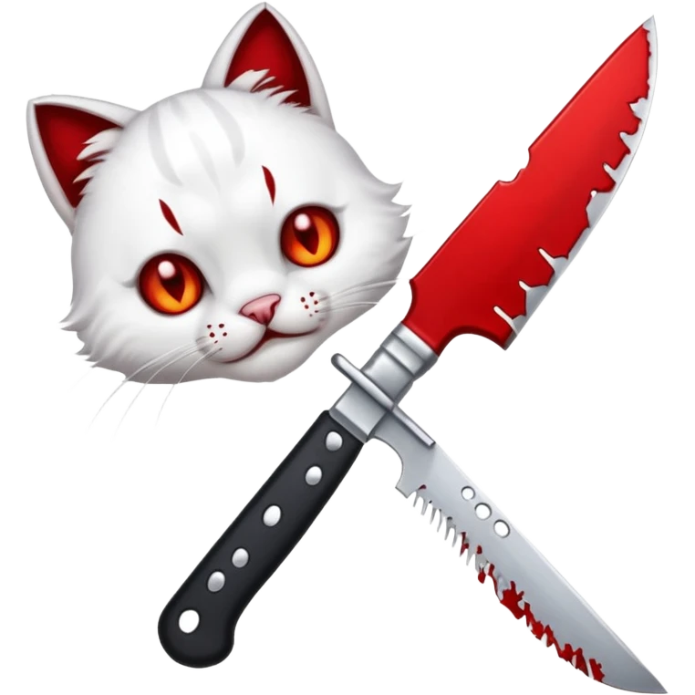 cat paw holding a bloody knife emoji