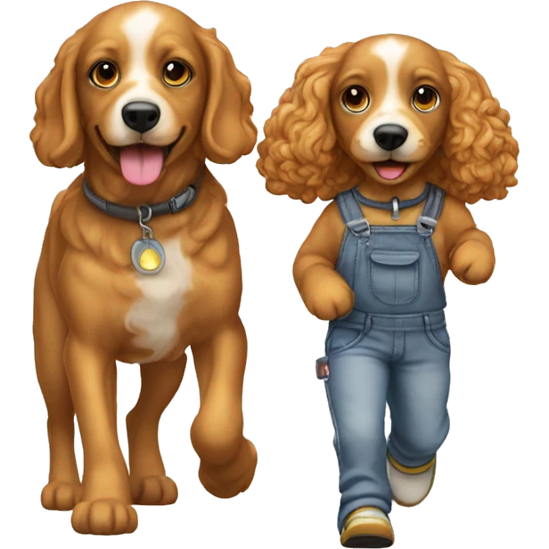 Brother and sister cavapoos walking emoji